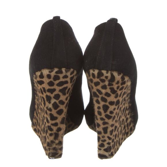 Giuseppe ZANOTTI Black Suede Pony Hair Platform Wedge Shoes IT 37 US 7 - Picture 3 of 5